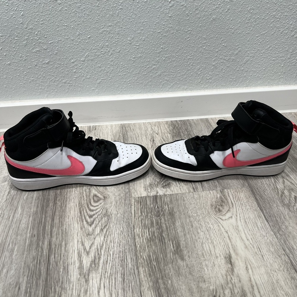 Size 6.5 (GS) - Nike Court Borough 2 Mid White Sunset Pulse - Picture 7 of 9